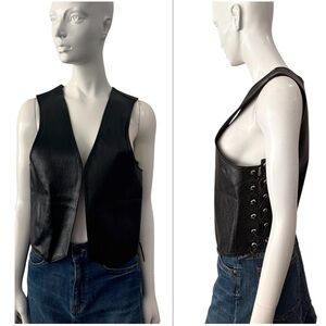 Vintage Made in Canada Mack’s Black Leather Lace Up Vest